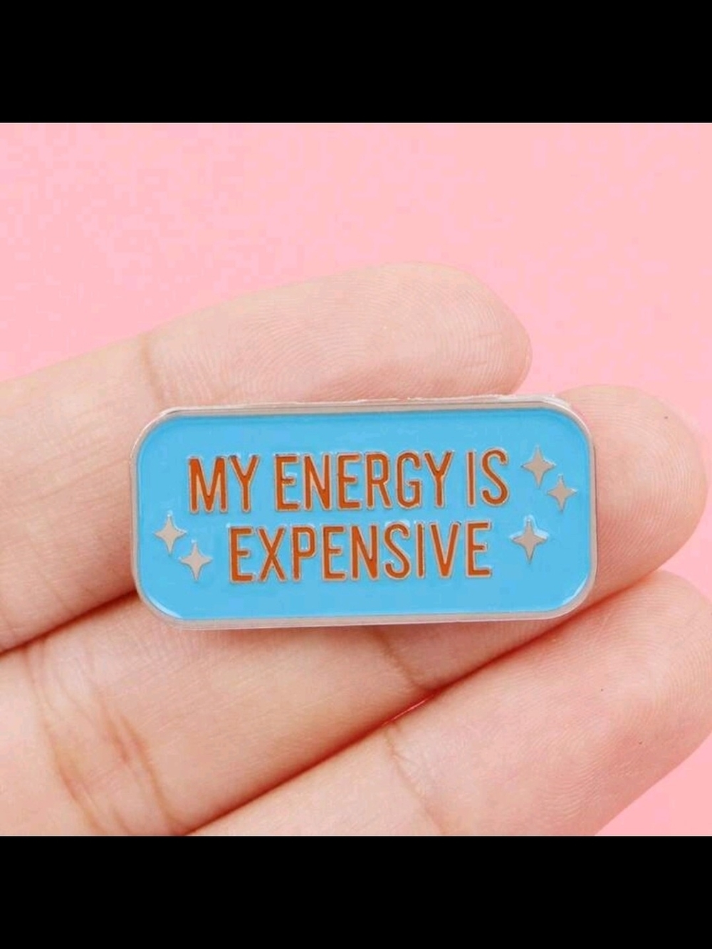 Blue "My Energy Is Expensive" Enamel Phone Pin Accessory